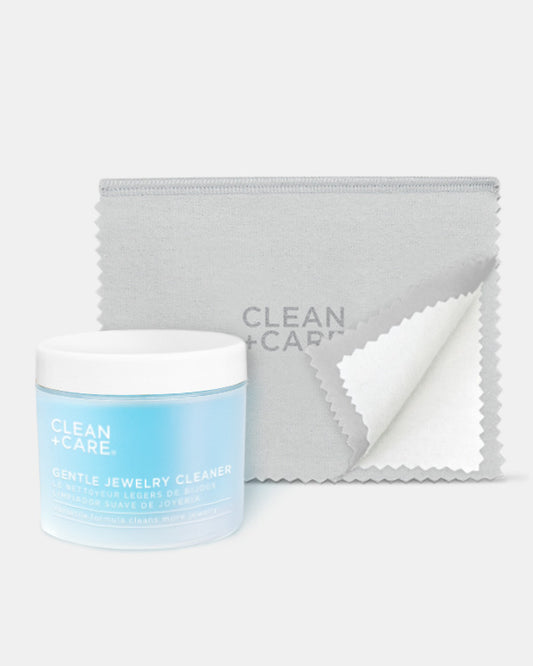 CLEAN+CARE Essentials Set included products: (1) 4 oz. Gentle Jewelry Cleaner and Professional Polishing Cloth