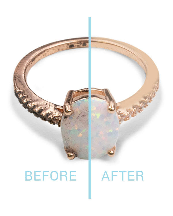 Before and after using Gentle Jewelry Cleaner