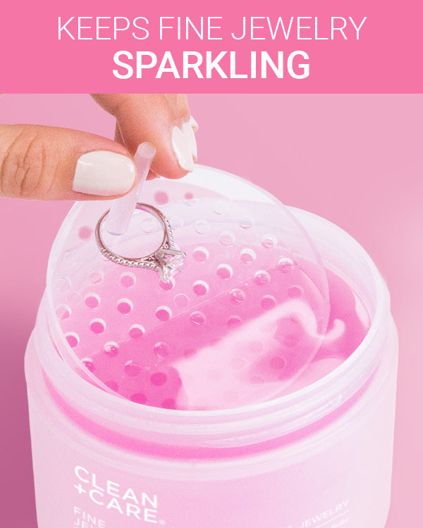 CLEAN+CARE Fine Jewelry Cleaner in-use with diamond ring being cleaned