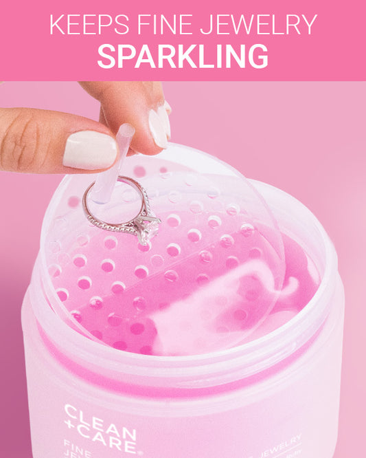 CLEAN+CARE Fine Jewelry Cleaner in-use with diamond ring being cleaned