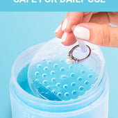 CLEAN+CARE Gentle Jewelry Cleaner in-use with pearl ring in dipping basket.