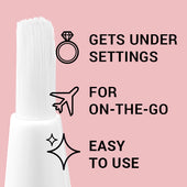 CLEAN+CARE Sparkle + Shine® Jewelry Cleaning Stick close-up of brush bristles with callouts
