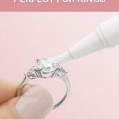 CLEAN+CARE Sparkle + Shine® Jewelry Cleaning Stick in-use cleaning between diamond ring settings