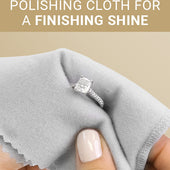 CLEAN+CARE Professional Polishing Cloth in-use on a diamond ring