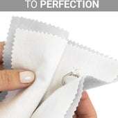 CLEAN+CARE Professional Polishing Cloth in-use on a diamond ring