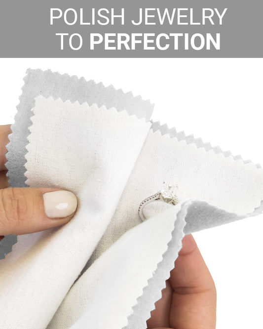 CLEAN+CARE Professional Polishing Cloth in-use on a diamond ring